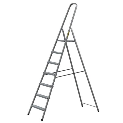 Festőlétra, Strend Pro ST-D7, 7 fokos, acél, 146 cm, szürke, összecsukható stabil kivitel