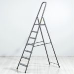 Festőlétra, Strend Pro ST-D7, 7 fokos, acél, 146 cm, szürke, összecsukható stabil kivitel