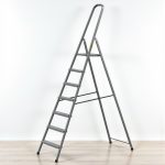 Festőlétra, Strend Pro ST-D7, 7 fokos, acél, 146 cm, szürke, összecsukható stabil kivitel