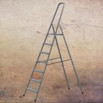 Festőlétra, Strend Pro ST-D7, 7 fokos, acél, 146 cm, szürke, összecsukható stabil kivitel