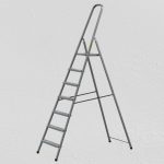 Festőlétra, Strend Pro ST-D7, 7 fokos, acél, 146 cm, szürke, összecsukható stabil kivitel