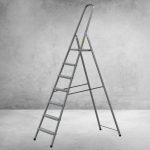 Festőlétra, Strend Pro ST-D7, 7 fokos, acél, 146 cm, szürke, összecsukható stabil kivitel