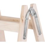 Kétrészes létra, Strend Pro, 2 x 4 fokos, fa, 130 cm, 150 kg teherbírás, kétoldalas kivitel, vödörtartó kampóval, horganyzott fém részek