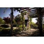 Kétrészes létra, Strend Pro, 2 x 4 fokos, fa, 130 cm, 150 kg teherbírás, kétoldalas kivitel, vödörtartó kampóval, horganyzott fém részek