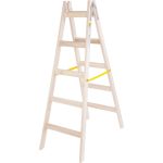 Kétrészes létra, Strend Pro, 2 x 5 fokos, fa, 160 cm, 150 kg teherbírás, kétoldalas kivitel, vödörtartó kampóval, horganyzott fém részek