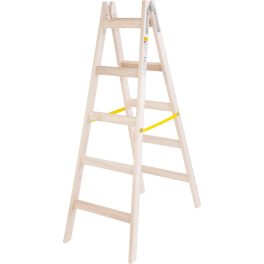   Kétrészes létra, Strend Pro, 2 x 5 fokos, fa, 160 cm, 150 kg teherbírás, kétoldalas kivitel, vödörtartó kampóval, horganyzott fém részek