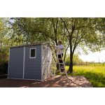 Kétrészes létra, Strend Pro, 2 x 6 fokos, fa, 190 cm, 150 kg teherbírás, kétoldalas kivitel, vödörtartó kampóval, horganyzott fém részek