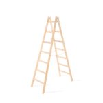 Kétrészes létra, Strend Pro, 2 x 7 fokos, fa, 226 cm, 150 kg teherbírás, kétoldalas kivitel, vödörtartó kampóval, horganyzott fém részek