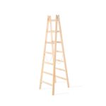 Kétrészes létra, Strend Pro, 2 x 7 fokos, fa, 226 cm, 150 kg teherbírás, kétoldalas kivitel, vödörtartó kampóval, horganyzott fém részek