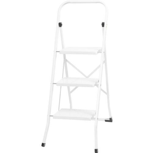 Fellépő, Strend Pro LFD130, 3 fokos, 113,5 cm, fehér, acél, csúszásgátlós, stabil lábú