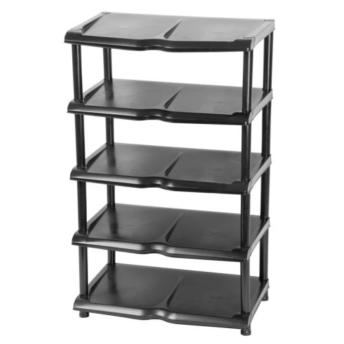 Strend Pro 5 polcos műanyag cipőtároló, fekete, 48 x 30,5 x 86 cm