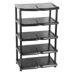 Strend Pro 5 polcos műanyag cipőtároló, fekete, 48 x 30,5 x 86 cm