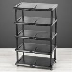 Strend Pro 5 polcos műanyag cipőtároló, fekete, 48 x 30,5 x 86 cm