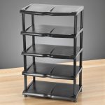 Strend Pro 5 polcos műanyag cipőtároló, fekete, 48 x 30,5 x 86 cm