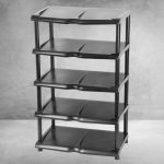 Strend Pro 5 polcos műanyag cipőtároló, fekete, 48 x 30,5 x 86 cm