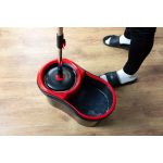 Felmosó szett, Strend Pro Turbostar, 13 l, fekete, forgó felmosó, teleszkópos nyél, vödörrel