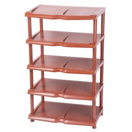   Strend Pro 5 polcos műanyag cipőtároló, barna, 48 x 30,5 x 86 cm