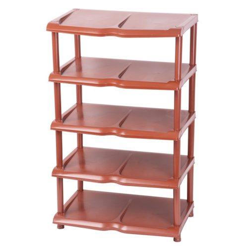 Strend Pro 5 polcos műanyag cipőtároló, barna, 48 x 30,5 x 86 cm