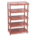 Strend Pro 5 polcos műanyag cipőtároló, barna, 48 x 30,5 x 86 cm