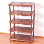 Strend Pro 5 polcos műanyag cipőtároló, barna, 48 x 30,5 x 86 cm