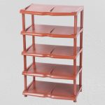 Strend Pro 5 polcos műanyag cipőtároló, barna, 48 x 30,5 x 86 cm