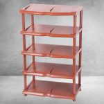 Strend Pro 5 polcos műanyag cipőtároló, barna, 48 x 30,5 x 86 cm