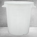 Élelmiszeripari hordó, ICS P480075B, fehér, 75 l, átmérő: 44 cm, magasság: 63 cm, 2 fogantyúval, fedél nélkül