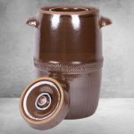 Káposztás hordó, Šamotka VD, barna, 5 l, átmérő: 24 cm, magasság: 18 cm, kerámia, fedővel, 2 fogantyúval
