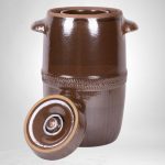 Káposztás hordó, Šamotka VD, barna, 10 l, átmérő: 27 cm, magasság: 28 cm, kerámia, fedővel, 2 fogantyúval