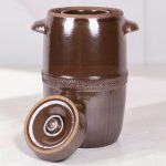 Káposztás hordó, Šamotka VD, barna, 10 l, átmérő: 27 cm, magasság: 28 cm, kerámia, fedővel, 2 fogantyúval