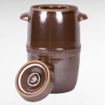 Káposztás hordó, Šamotka VD, barna, 20 l, átmérő: 32 cm, magasság: 39 cm, kerámia, fedővel, 2 fogantyúval