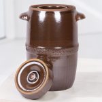 Káposztás hordó, Šamotka VD, barna, 20 l, átmérő: 32 cm, magasság: 39 cm, kerámia, fedővel, 2 fogantyúval