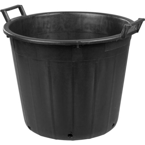 Műanyag virágcserép, Ics P134061, fekete, átmérő: 60 cm, magasság: 51 cm, perforált alj, 100 l, kerek, 2 fogantyúval
