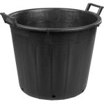 Műanyag virágcserép, Ics P134075, fekete, átmérő: 75 cm, magasság: 52 cm, perforált alj, 155 l, kerek, 2 fogantyúval