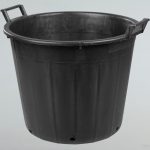 Műanyag virágcserép, Ics P134075, fekete, átmérő: 75 cm, magasság: 52 cm, perforált alj, 155 l, kerek, 2 fogantyúval