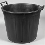 Műanyag virágcserép, Ics P134075, fekete, átmérő: 75 cm, magasság: 52 cm, perforált alj, 155 l, kerek, 2 fogantyúval