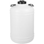 Élelmiszeripari hordó, Strend Pro Garden Pannon Fermet, fehér/fekete, 50 l, nyílás átmérő: 15 cm, 2 fogantyúval, HDPE műanyag