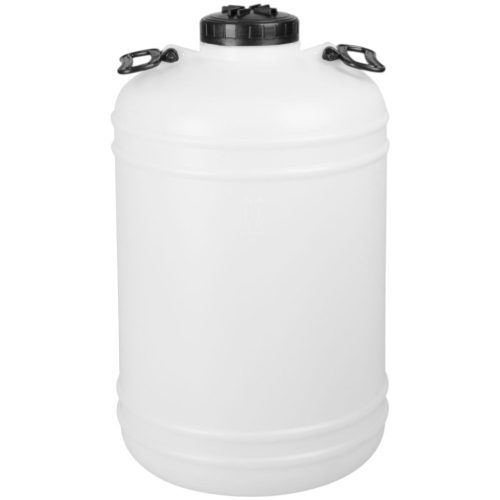 Élelmiszeripari hordó, Strend Pro Garden Pannon Fermet, fehér/fekete, 50 l, nyílás átmérő: 15 cm, 2 fogantyúval, HDPE műanyag