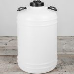 Élelmiszeripari hordó, Strend Pro Garden Pannon Fermet, fehér/fekete, 50 l, nyílás átmérő: 15 cm, 2 fogantyúval, HDPE műanyag