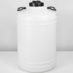 Élelmiszeripari hordó, Strend Pro Garden Pannon Fermet, fehér/fekete, 50 l, nyílás átmérő: 15 cm, 2 fogantyúval, HDPE műanyag