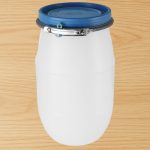 Élelmiszeripari hordó, Strend Pro Garden Pannon Fermet, fehér/kék, 30 l, nyílás átmérő: 25 cm, abroncsos fedél, HDPE műanyag