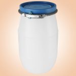 Élelmiszeripari hordó, Strend Pro Garden Pannon Fermet, fehér/kék, 30 l, nyílás átmérő: 25 cm, abroncsos fedél, HDPE műanyag