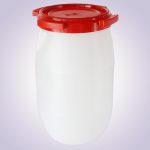 Élelmiszeripari hordó, Strend Pro Garden Pannon Fermet, fehér/piros, 60 l, nyílás átmérő: 25 cm, menetes fedél, HDPE műanyag