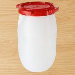 Élelmiszeripari hordó, Strend Pro Garden Pannon Fermet, fehér/piros, 60 l, nyílás átmérő: 25 cm, menetes fedél, HDPE műanyag