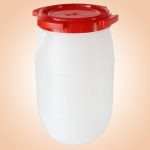 Élelmiszeripari hordó, Strend Pro Garden Pannon Fermet, fehér/piros, 60 l, nyílás átmérő: 25 cm, menetes fedél, HDPE műanyag