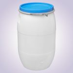 Élelmiszeripari hordó, Strend Pro Garden Pannon Fermet, fehér/világoskék, 120 l, nyílás átmérő: 39,5 cm, abroncsos fedél, HDPE műanyag