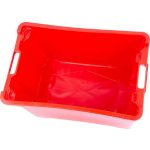 Gyümölcstartó láda, Ics M400000, piros, 40 literes, 56 x 35 x 31 cm, élelmiszeripari, műanyag, lefedhető