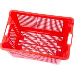 Gyümölcstartó láda, Ics M402000, piros, 40 literes, 56 × 35 × 31 cm, perforált falú, műanyag, egymásra rakható