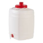 Élelmiszeripari hordó, ICS Demetra n2, fehér, 20 l, átmérő: 12 cm, magasság: 42 cm, kifolyószeleppel, fogantyúval, MOCA EU