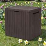 Kerti tárolóláda, Keter City, barna, 57,8 x 44 x 54,8 cm, 113 l, időjárásálló, műanyag, lakatolható, ülőhelyként is használható, teherbírás: 100 kg